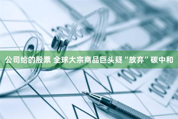 公司给的股票 全球大宗商品巨头疑“放弃”碳中和